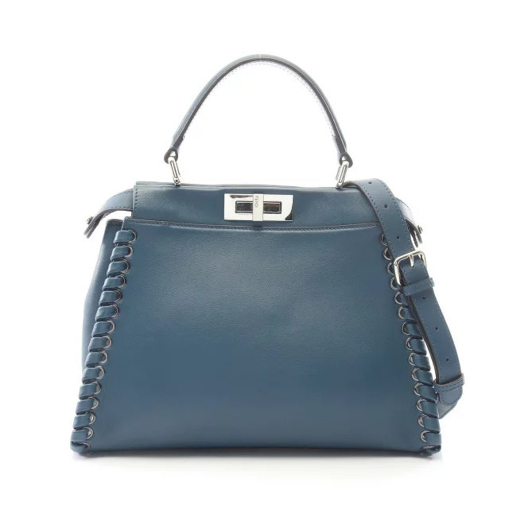 Fendi Peekaboo Regular Handbag Leather Navy Blue